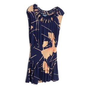 Leif Notes Drop Waist Lattice Neckline Dress XS